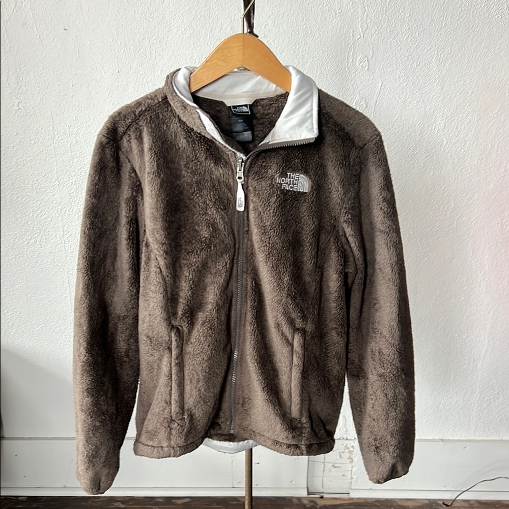 The North Face Womens Deep Pile Full Zip Fleece Sweater Jacket Brown Medium